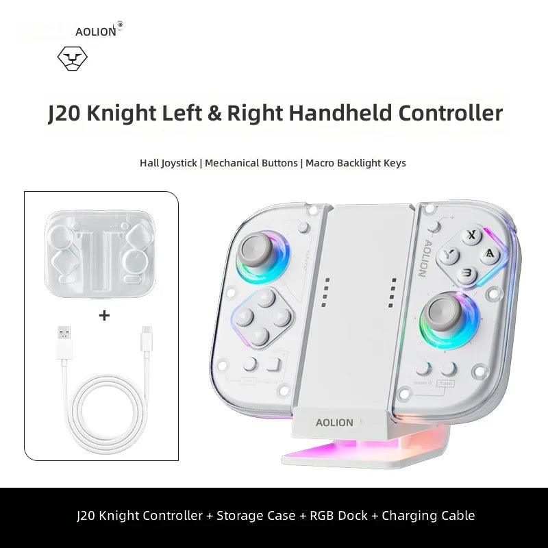 Retro Console Left And Right Aolion J20 Joy-Con Wireless Bluetooth Gamepad for Switch 2/1 PC iOS with Sensory Back Key