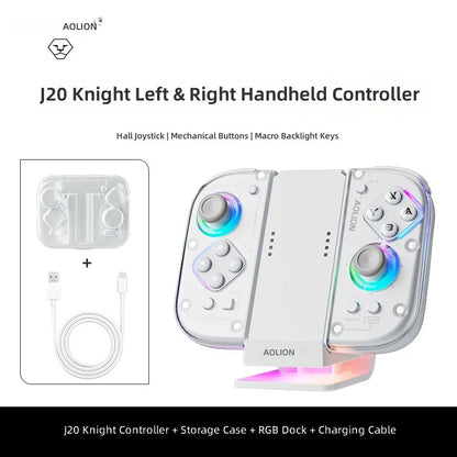 Retro Console Left And Right Aolion J20 Joy-Con Wireless Bluetooth Gamepad for Switch 2/1 PC iOS with Sensory Back Key