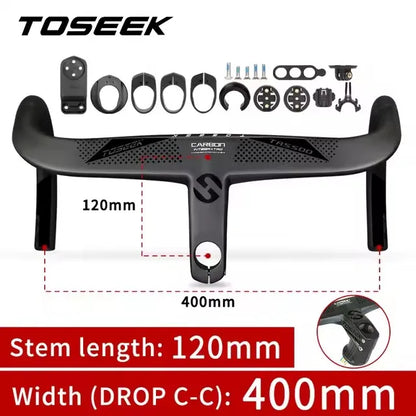 TOSEEK TR5500 T800 Carbon Bicycle Handlebar Road Bike Integrated Handlebar Di2 With Computer Holder Internal Cable Routing