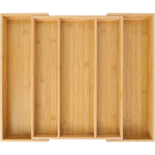 Expandable Bamboo Kitchen Drawer Organizer,Adjustable Cutlery Holder and Cutlery Tray Organizer,Drawer divider for silverware,Ta