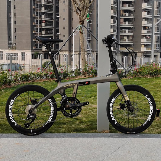 20" Folding Bike Carbon Fiber Folding Bicycle 18 Speed Double Disc Brake 406 Small Wheel Foldable Bike 40mm Rim Height
