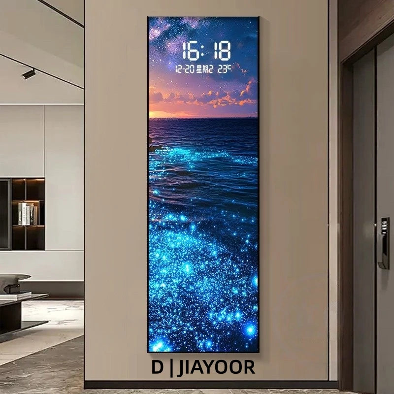 Modern Electronic Clock LED Wall Lamp for Living Room Entrance Corridor Study Hotel Plane Painting Home Decorations Mural Light