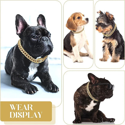Dog Chain Collar Luxury Gold Pet Metal Chain Collar For Small Medium Large Dogs Cats Pet Jewelry Necklace Accessorie