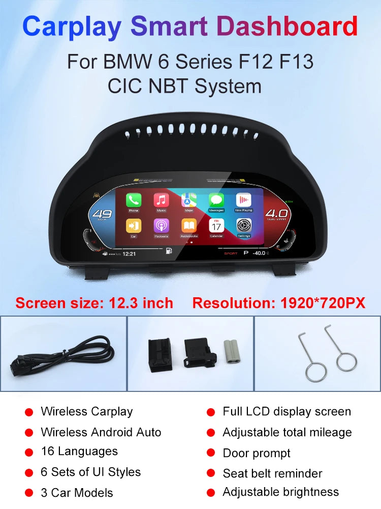 For BMW 5/6/7 series F06 F10 F11 F12 F01 F02 F03 X5 F15 X6 F16 X3 F25 X4 F26 Lcd Digital Dashboard Cluster Support Carplay Auto