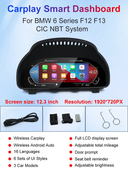 For BMW 5/6/7 series F06 F10 F11 F12 F01 F02 F03 X5 F15 X6 F16 X3 F25 X4 F26 Lcd Digital Dashboard Cluster Support Carplay Auto