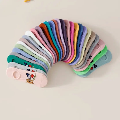 5/10 Pairs of Sweet and Cute Candy Colored Cartoon Women's Knitted Short Socks Lightweight Breathable Invisible Ankle Socks