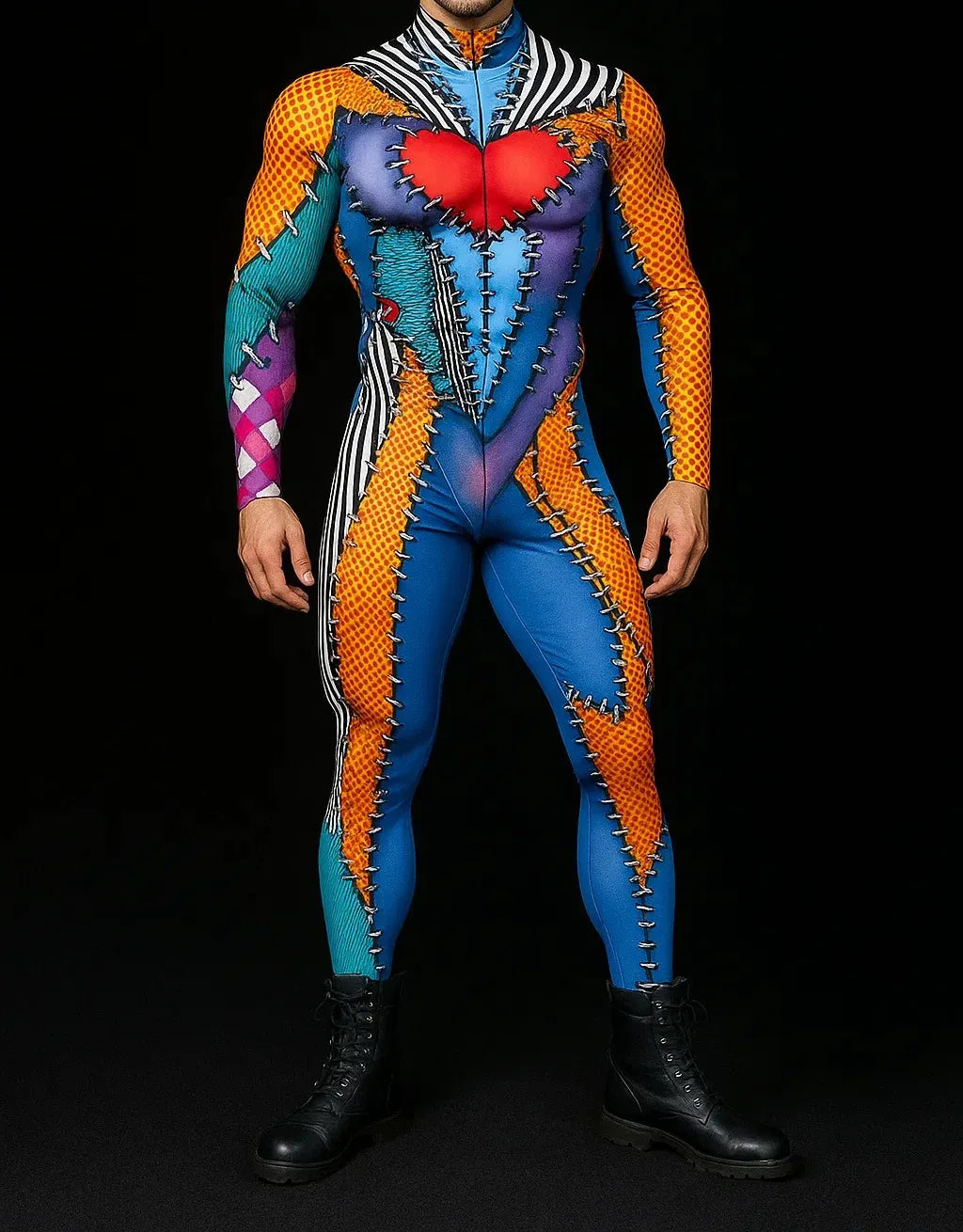 Men Halloween Cyber Punk Jumpsuit Adults Mechanical Cosplay Perfermence Bodysuit Carnival Party 3D Print Cycling Zentai