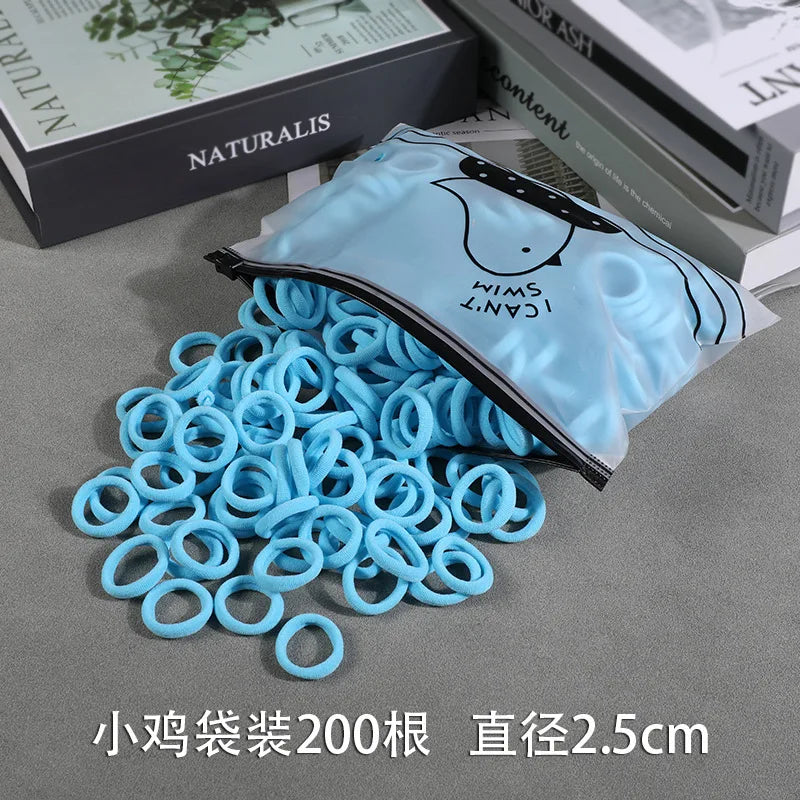 200Pcs Children's Hair Band Headgear Baby Rubber Band Women's Tie Head Girls' Headband High Elasticity Rope Hair Accessories