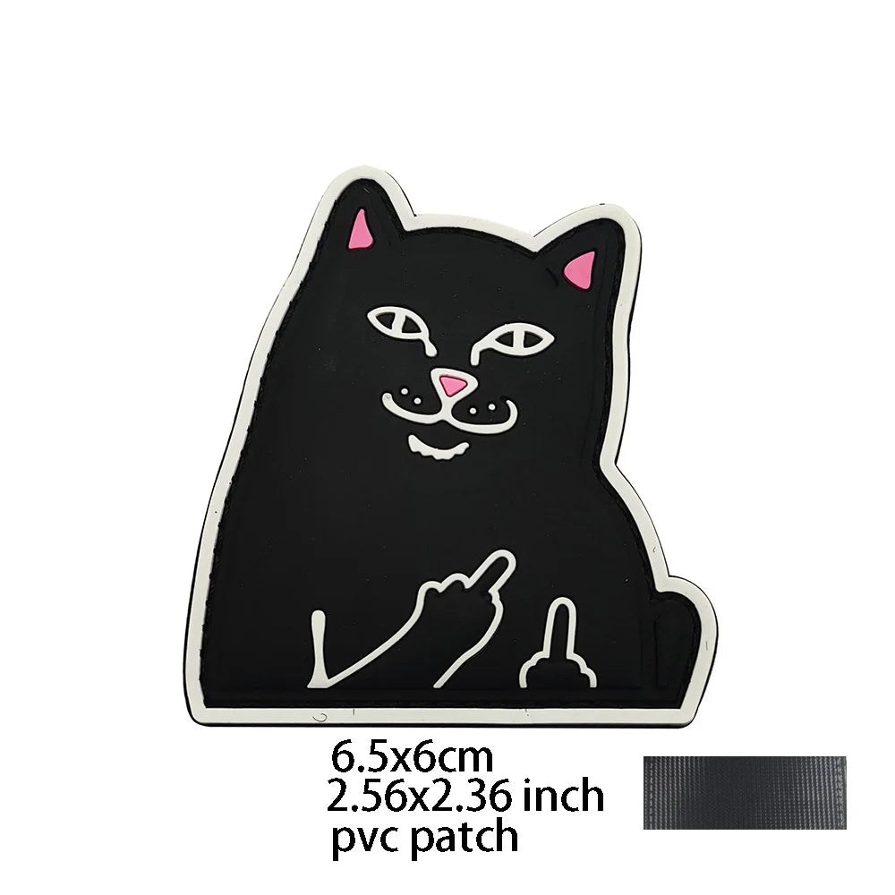 New Outdoor Bag Accessories: Satirical Cat Badge Graffiti Cat 3D PVC Magic DIY Bag Stickers Backpack Hook and Loop Patch