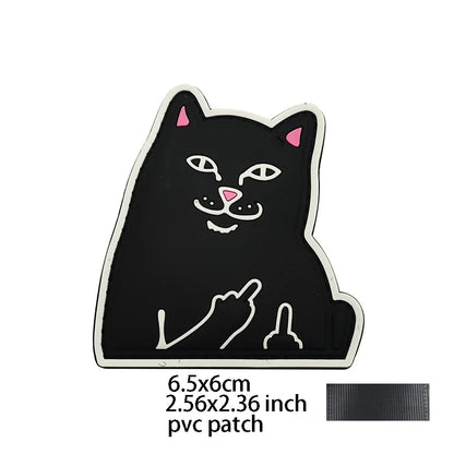 New Outdoor Bag Accessories: Satirical Cat Badge Graffiti Cat 3D PVC Magic DIY Bag Stickers Backpack Hook and Loop Patch