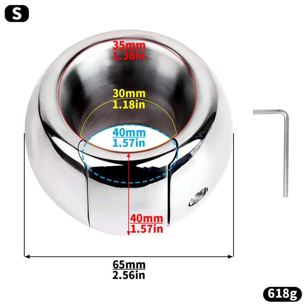 LEZEE Stainless Steel Semen Lock Rings Scrotum Drop Ring Heavy Metal Testicular Stretcher Rings Weight Hanging BDSM Cockring