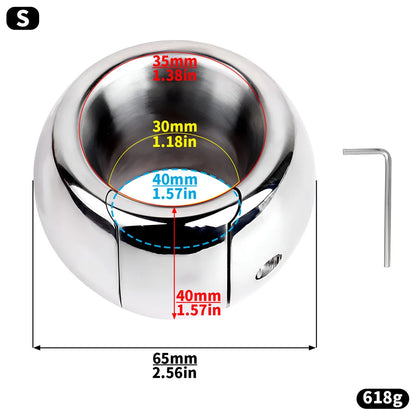 LEZEE Stainless Steel Semen Lock Rings Scrotum Drop Ring Heavy Metal Testicular Stretcher Rings Weight Hanging BDSM Cockring