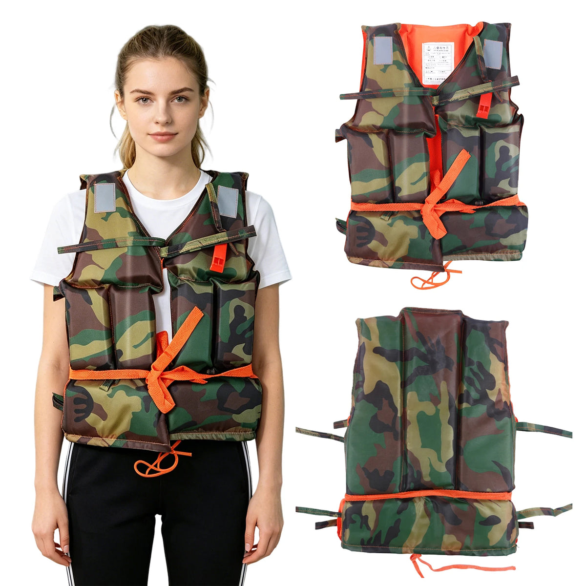 Oxford Fabric Safety Life Vest Seawater Erosion Resistance Water Buoyancy Jacket Water Sports Survival Vest for Skiing Driving