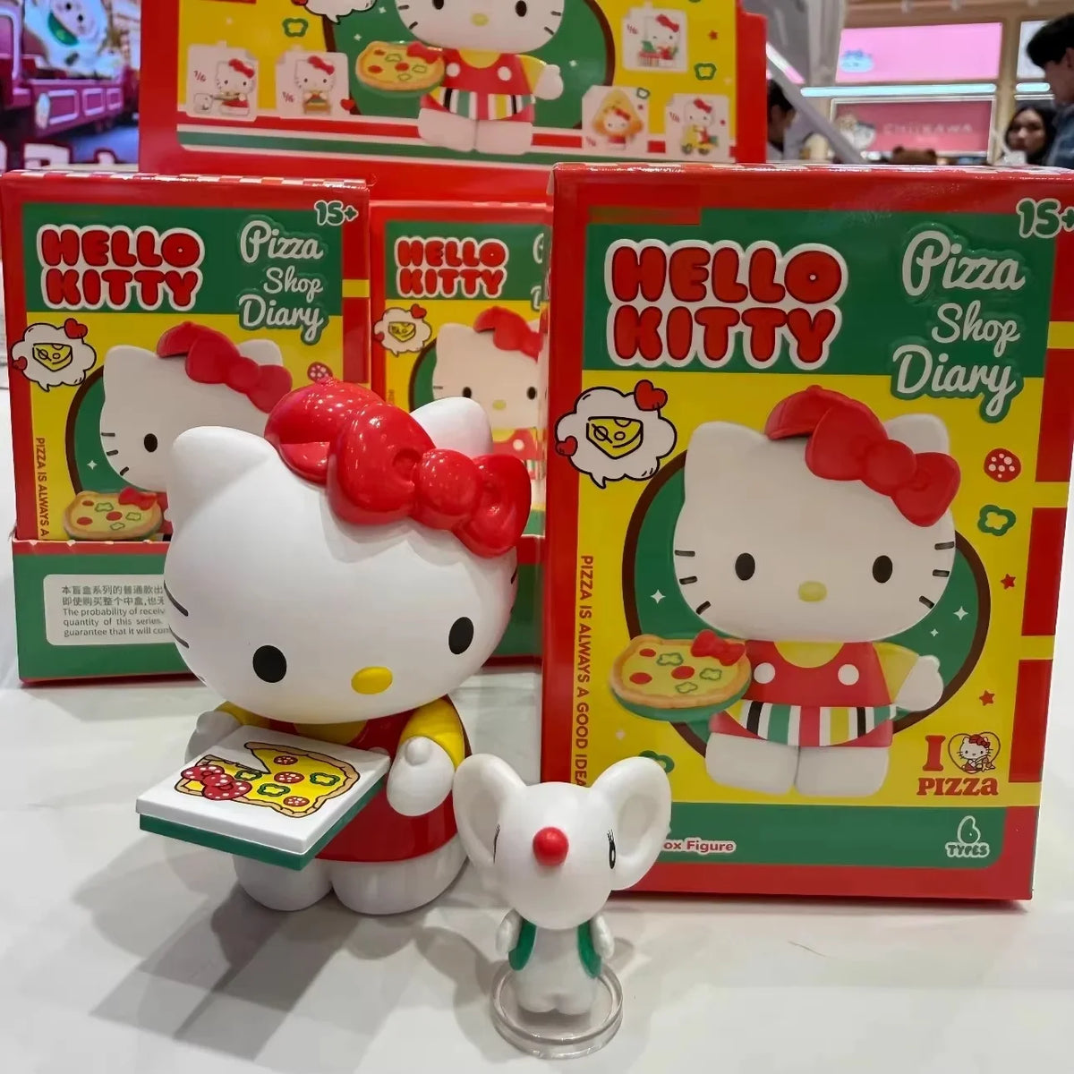Authentic Hello Kitty Blind Box Pizza Shop Diary Series Cute Kt Figures Trendy Toy Desktop Ornament  Girls Valentine'S Day Gift
