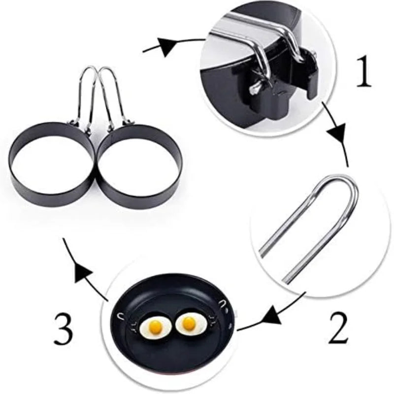 Egg Ring Mold Stainless Steel Non-Stick Pan with Heat Resistant Handle for Frying Hamburgers Easy To Clean Kitchen Cooking Tools