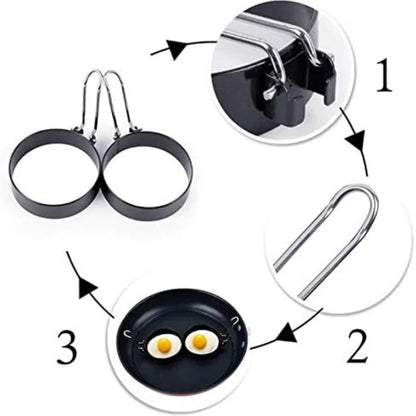 Egg Ring Mold Stainless Steel Non-Stick Pan with Heat Resistant Handle for Frying Hamburgers Easy To Clean Kitchen Cooking Tools