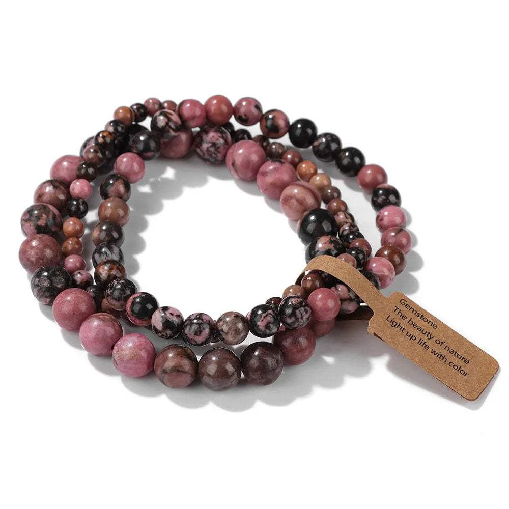 3 Pcs/set Healing Crystal Bracelets for Women 4 6 8mm Natural Stone Beaded Stretch Bracelet Amethyst Indian Agates Jewelry Gifts