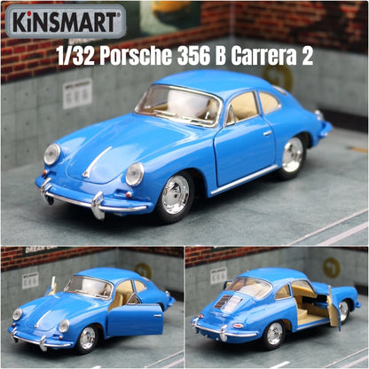 KiNSMART Toy Car Model 1/32 Porsche 356 B Carrera 2 Classical Diecast Miniature Vehicle Collection Gift For Children Boys Kid