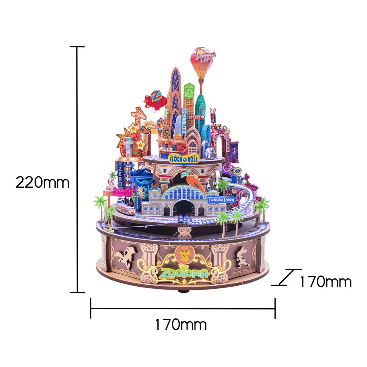 MU Disney Zootopia Metal Music Box 3D Metal Puzzle DIY Assembly Model Kit, Educational Brain Teaser, Office Desktop Decor Stress