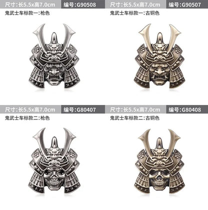 Japanese Samurai Hannya Metal Car Stickers Emblem Hot Badge Skull Style Pranjna Gunmetal Trunk Auto Motorcycle Accessories