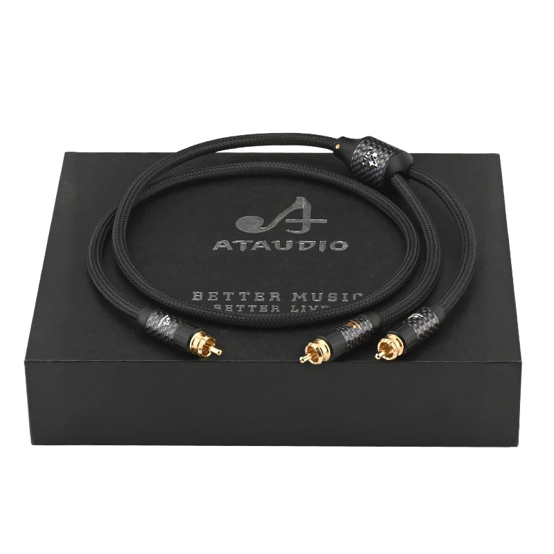 HiFi RCA Subwoofer Cable High Fidelity Square OCC RCA to 2RCA Splitter Y Audio Cable for Amplifier Mixer