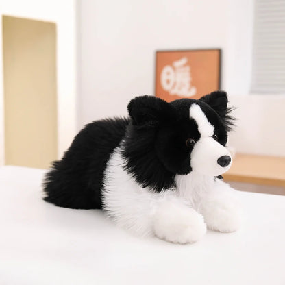 Lifelike Border Collie Plushie Premium Simulation Dog Toy Soft Fluffy Furry Puppy Stuffed Animal Cute Gift for Her