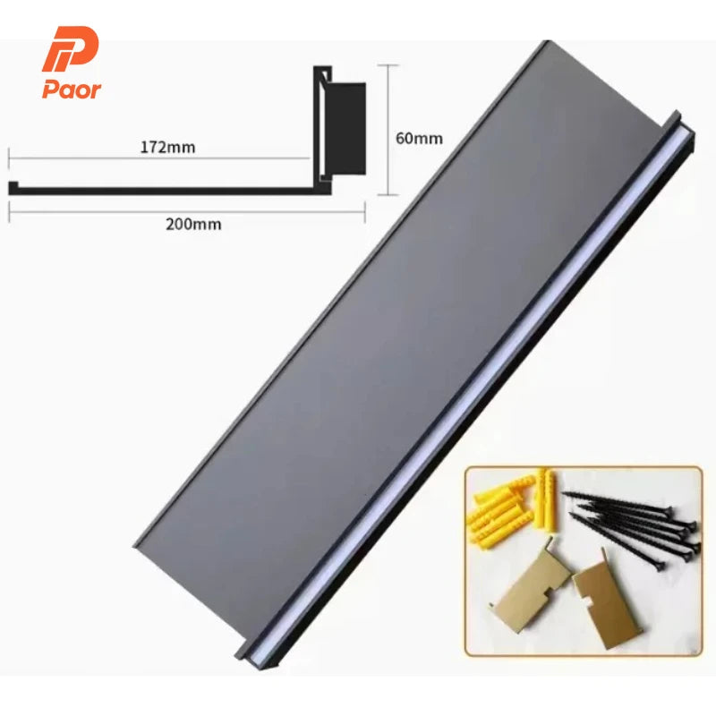 50-150cm Led Wall Shelf Mounted Storage,Shelves With Led Light Holder Minimalism Decoration, Alluminium Bookcase Wall Shelf