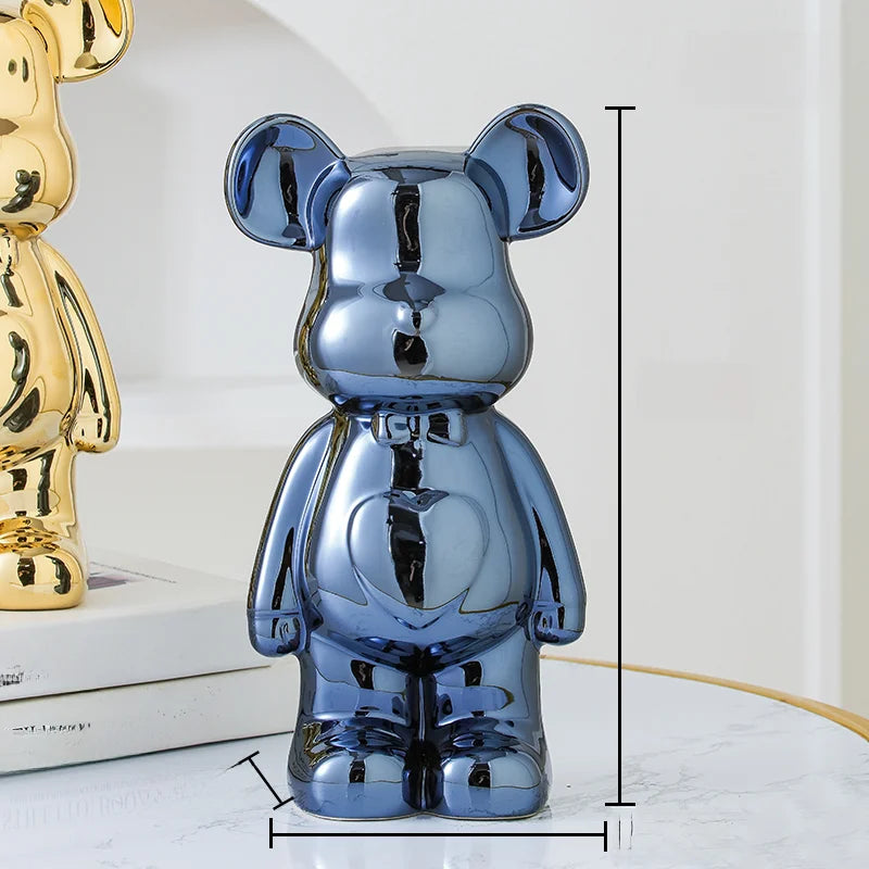 17/27/cm Aesthetic Bear Brick Ceramic Statue Teddy Bear Decor Action Figure Sculptures Ornament for Room Home Decoration Crafts