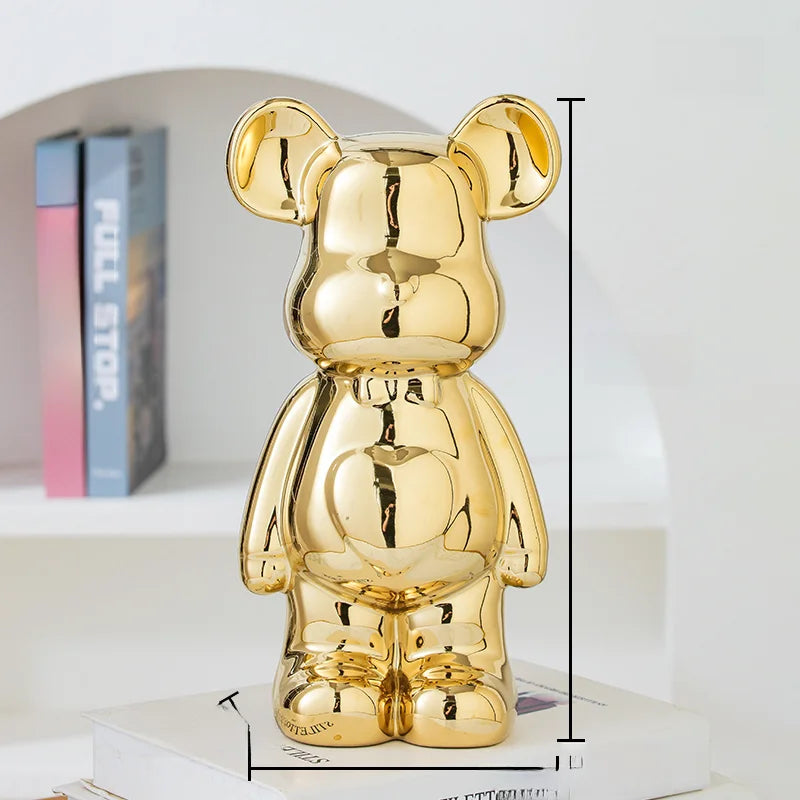 17/27/cm Aesthetic Bear Brick Ceramic Statue Teddy Bear Decor Action Figure Sculptures Ornament for Room Home Decoration Crafts