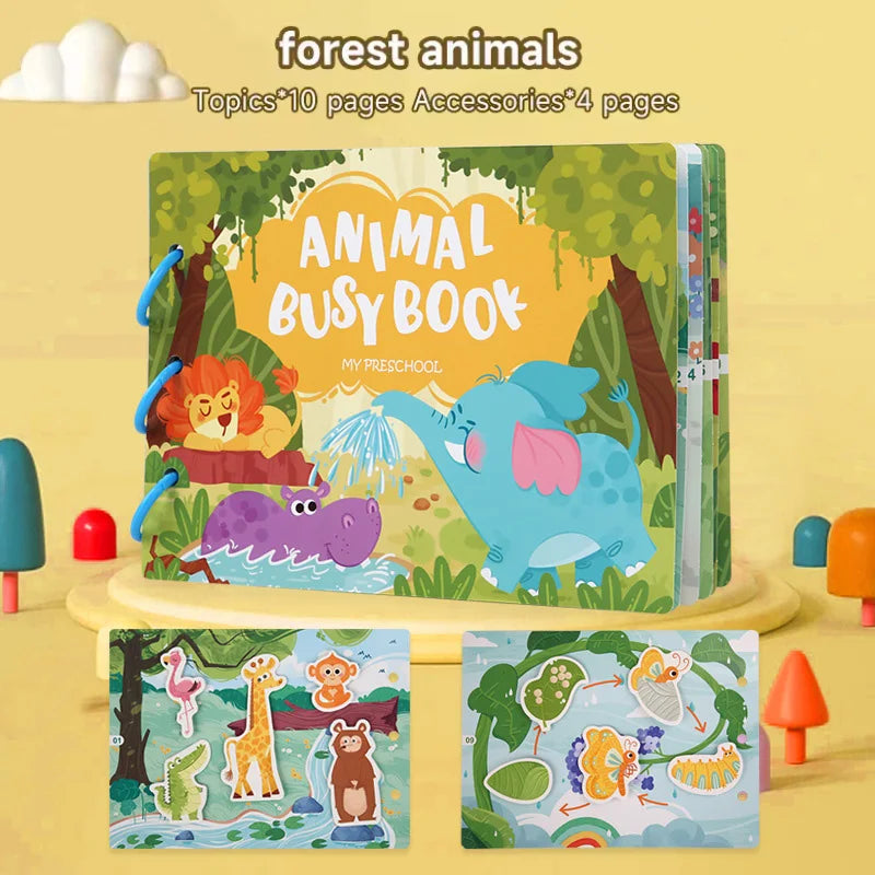 Montessori Baby Busy Book My First Quiet Book Paste Early Learning Education Toy for Toddlers Matching Game Toys for Kids Gifts