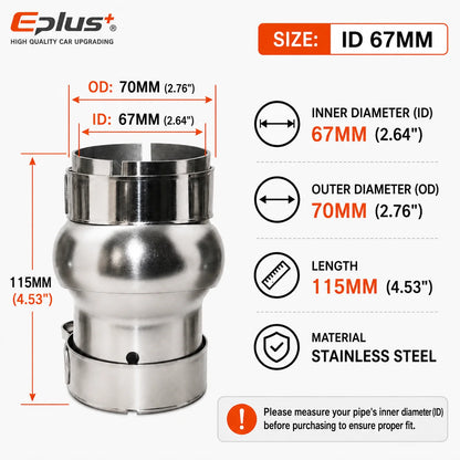 EPLUS Car Exhaust Pipe Stainless Steel Universal Connector Adjustable Swivel Joint Pipe Clamp-On Design No Welding Needed