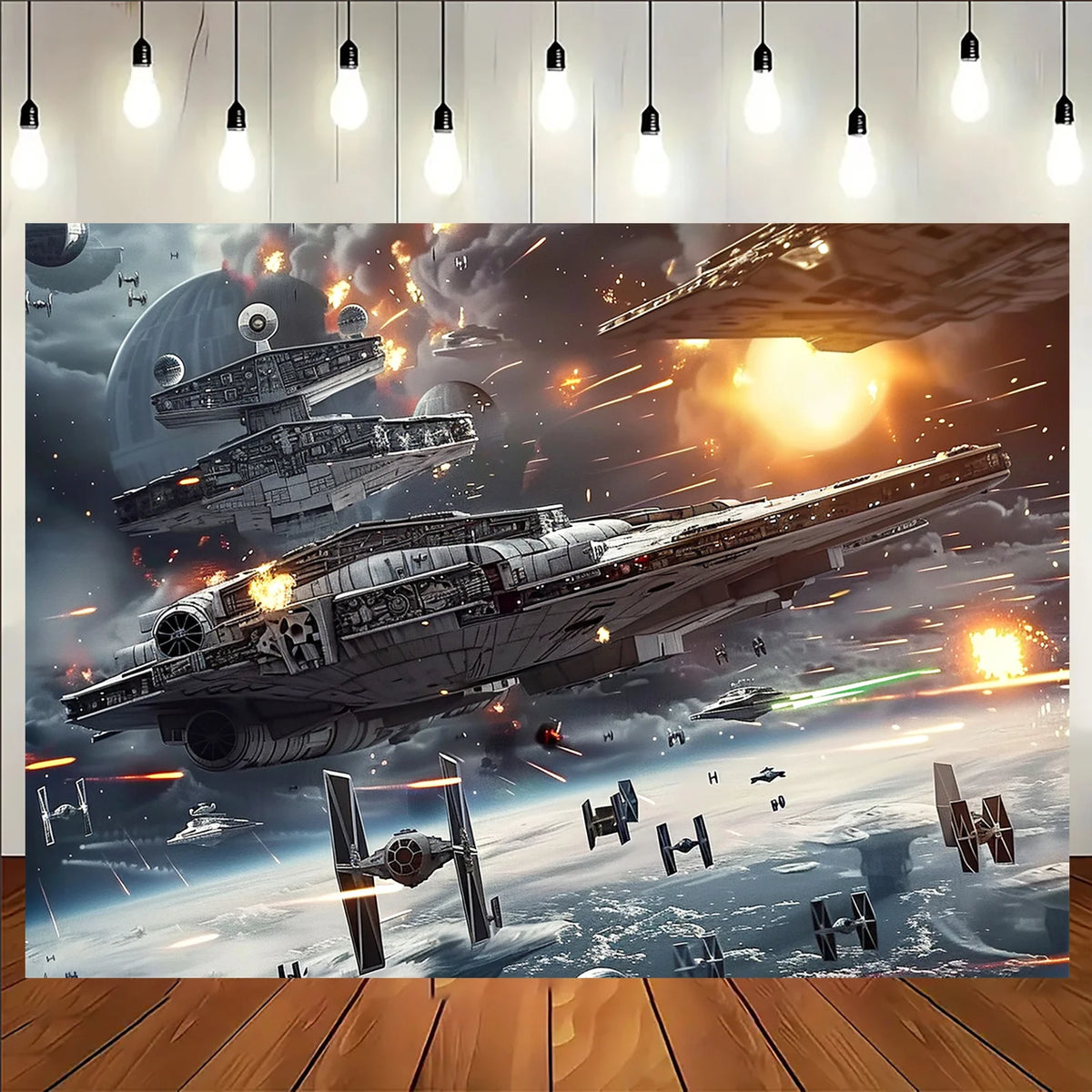 1 2D flat background piece of outer space galactic war theme - polyester, suitable for sci-fi themes and birthday decorations