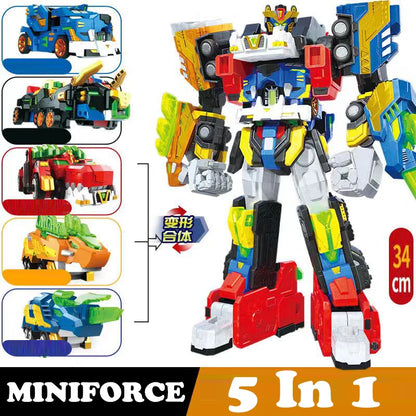MiniForce 6 in 1 V Rangers VOLT LEGEND KING V Transformation Robot Bot Model Mini Force Deformation Combiner Action Figure Toys