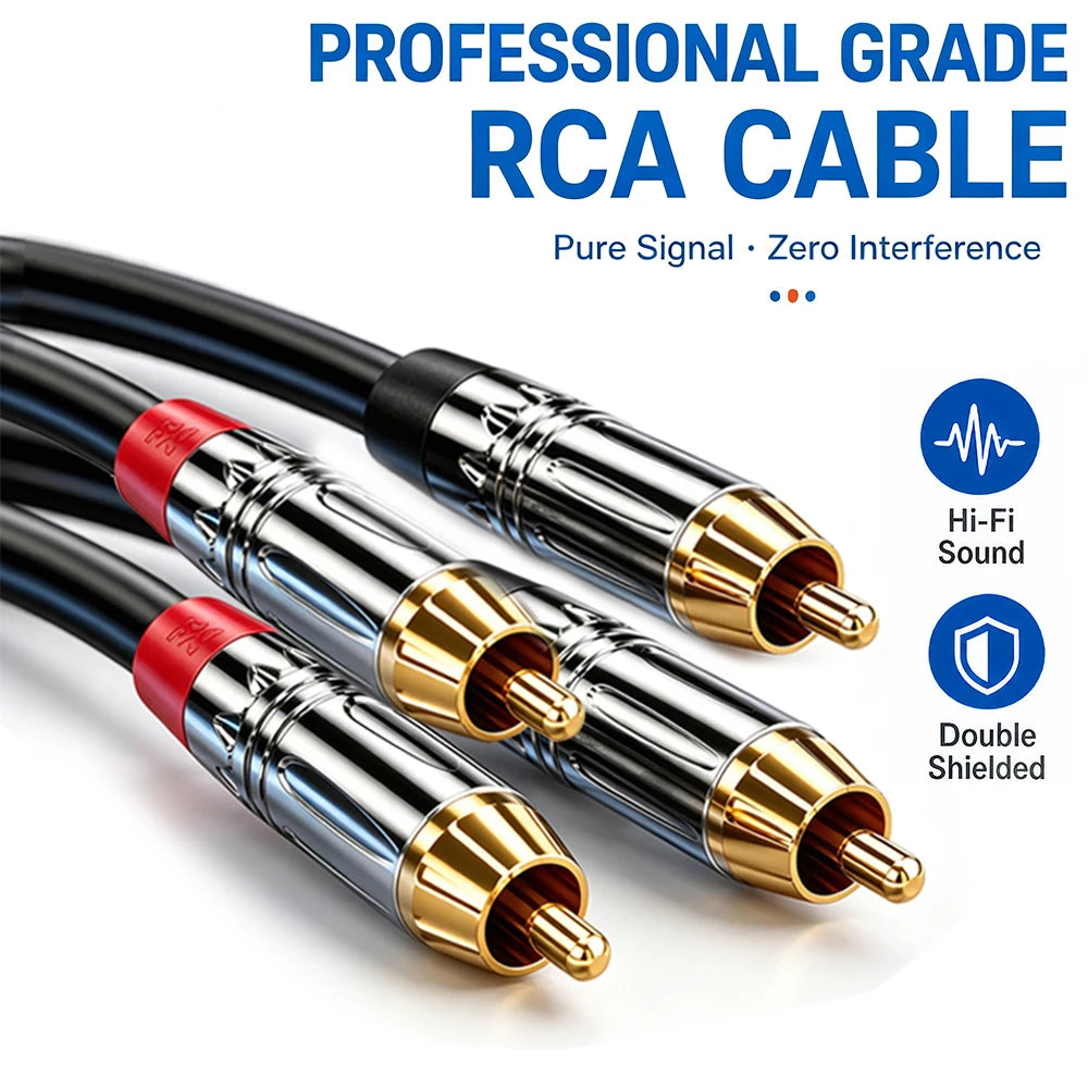 2RCA To 2RCA  Audio Cable 3M 5M 10M 20M 30M HIFI RCA High Fidelity Interconnect Cord for TV DVD DAC Amplifier