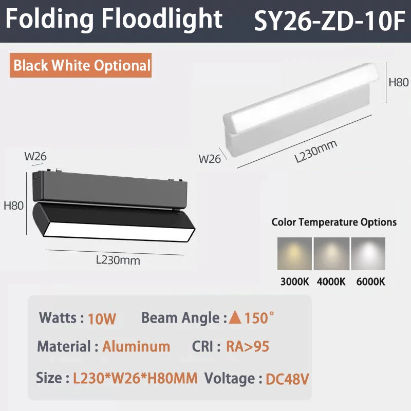 6MM Ultra Slim Magnetic Track Light Surface Mounted Ceiling Rail DC48V Modern LED Lamp Black White Magnet Rail Lamp Spotlight
