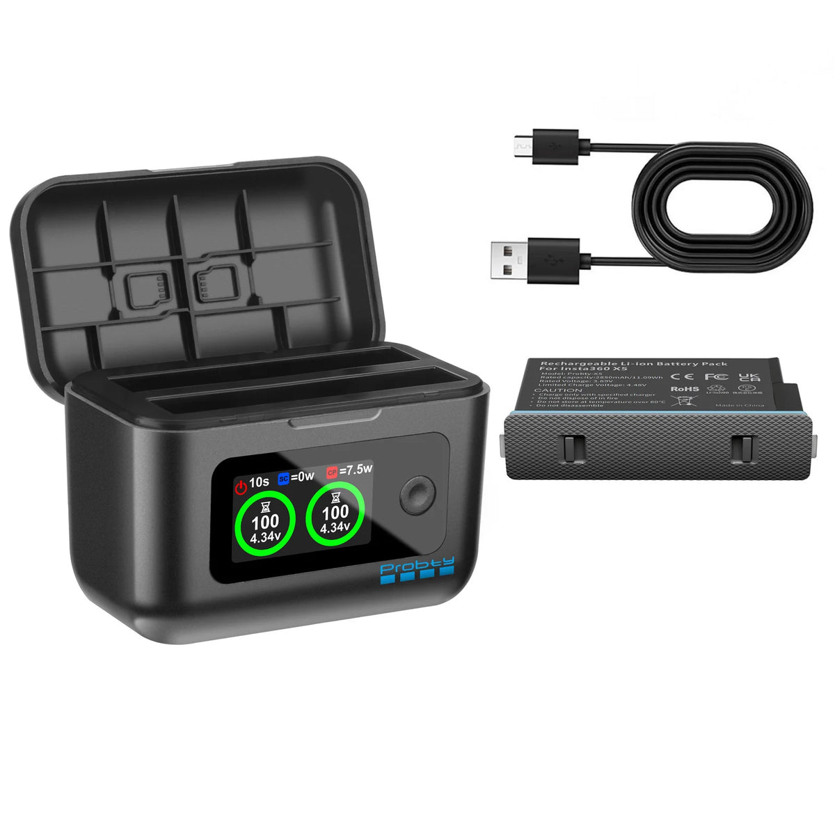 For Insta360 X5 Battery 2850mAh And LCD Dual ChannelFast Charger Hub Power Accessories For Insta 360 ONE X 5 Action Camera