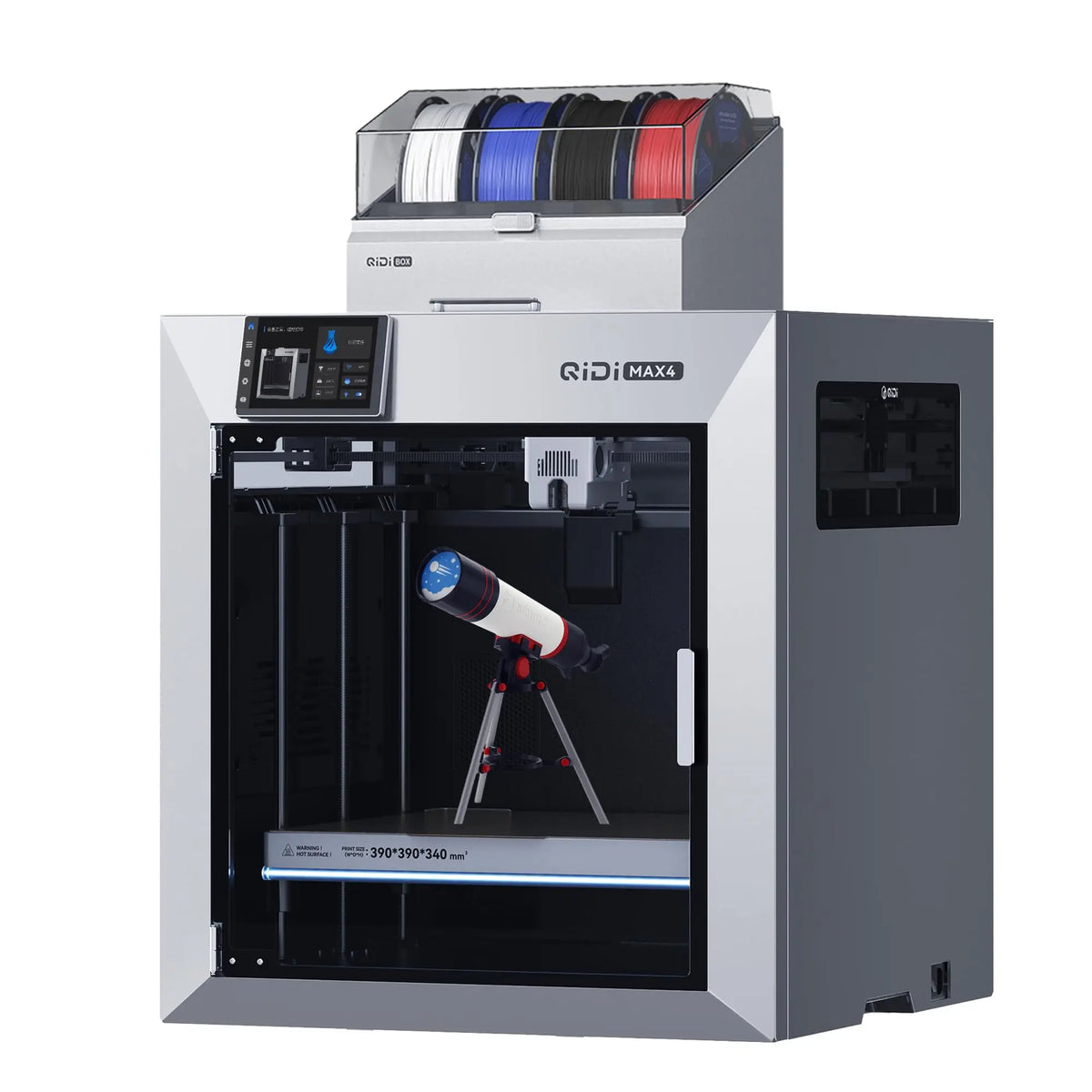 QIDI Max4 Combo 3D Printer Compatible with QlDl Box (Multi-color), Active Cooling Air Control System, Build Volume 390x390x340 M