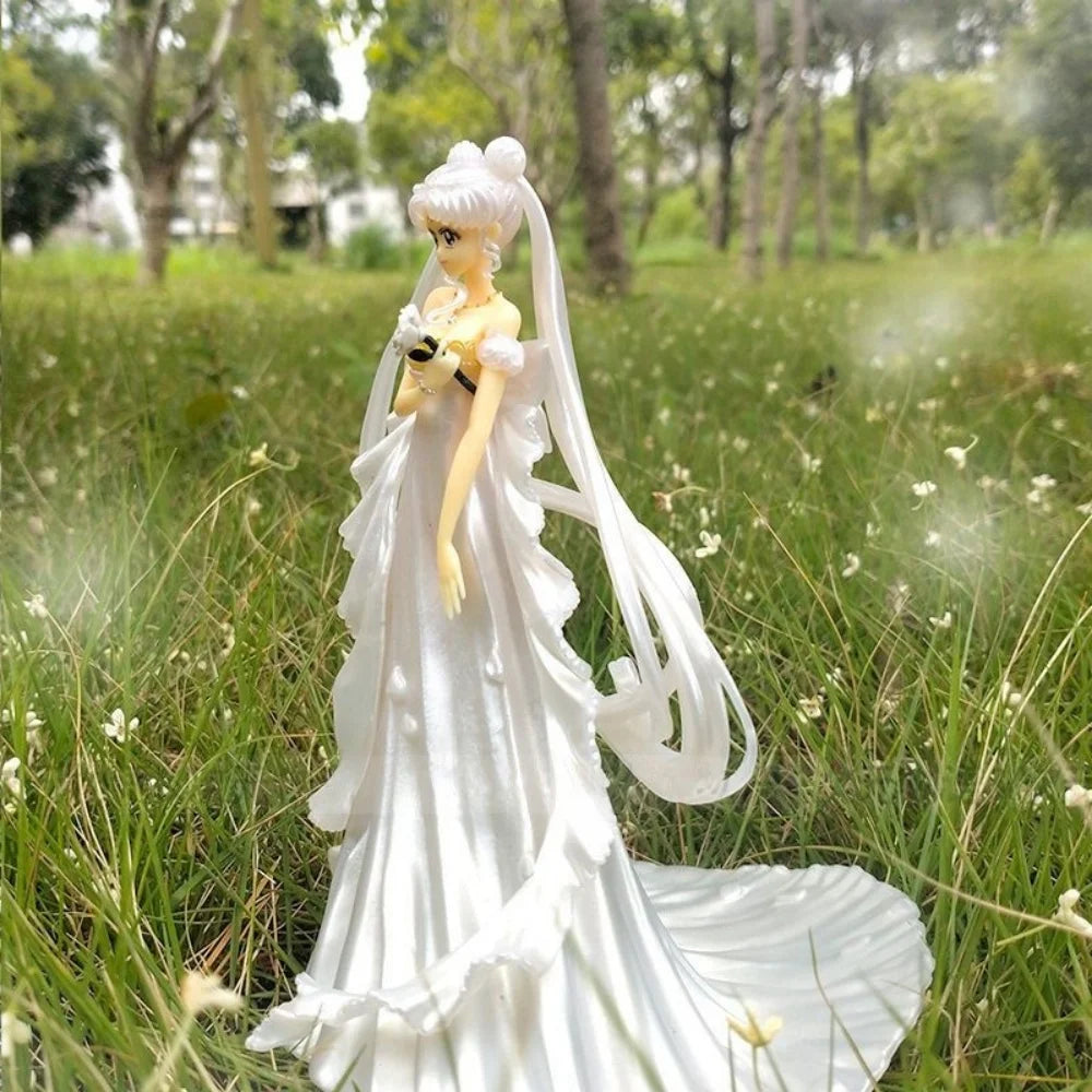 Hot Seated Wedding Dress Sailor Moon Tsukino Usagi 15cm PVC Anime Figure Decoration Collection Doll Action Model Toys for Gift