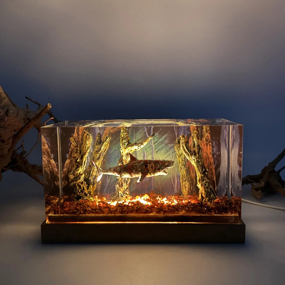 High End Horror Rotting Zombie Shark Atmosphere Resin Ornament Night Light Creative Holiday Gift