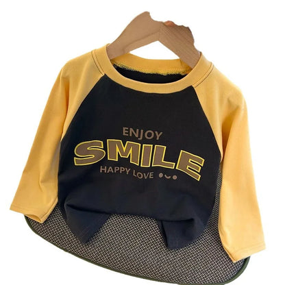 New Autumn Girls and Boys Long Sleeve T-shirt Base Shirt Letter Korean Style Children Clothing