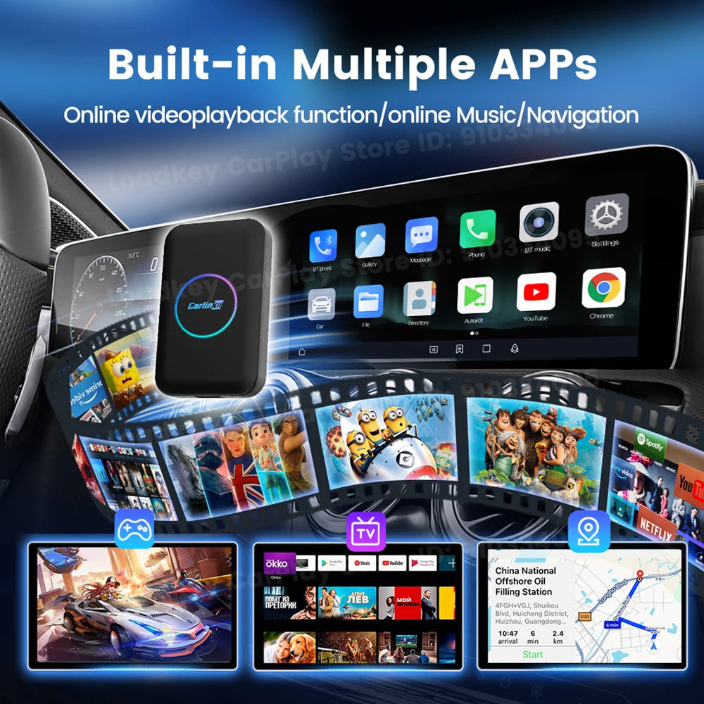 2026 CarlinKit HDMI Android Ai Box Wireless Carplay Android Auto For Youtube Netflix IPTV 5 IN 1 WIFI 5GHZ USB A Plug And Play