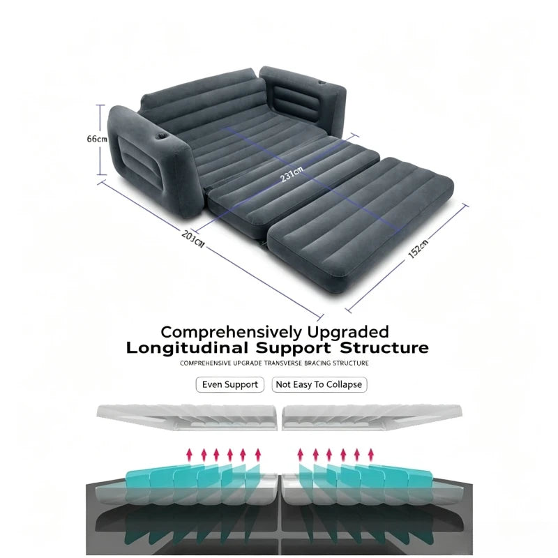 Double Foldable Inflatable Sofa Bed, Thickened Lazy Sofa Lounge Chair for Nap Rest Home Office Camping