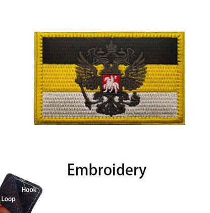 Russian Eagle Flag Emblem Russia Soldier,Knights Clothes Applique Embroidered Patch,Reflective Badges Military Tactical Stickers