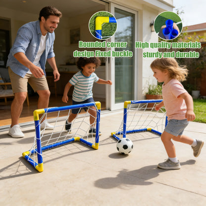 2PC Soccer Goal Set with Inflatable Ball Portable PVC Net 17.32×12.2in Detachable Indoor Outdoor Sports Toy Perfect Gift.