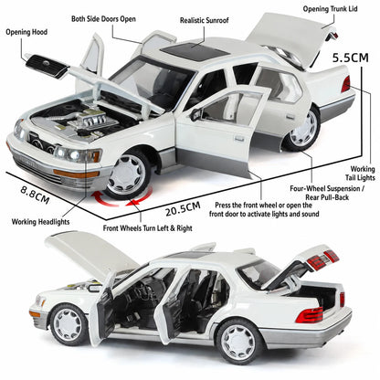 1/24 Lexus LS400 Classical Toy Car Model Diecast Alloy Metal Miniature Vehicle Model Sound & Light Collection Gift For Boyfriend