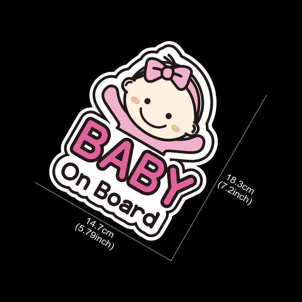 Baby on Board Car Sticker Creative Cartoon Cute Warning Sign Safety Vinyl Decal Auto Rear Window Windshield Decor Accessories