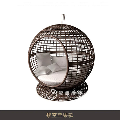 Outdoor rattan sofa combination woven bird's nest rattan sofa chair sun room courtyard leisure rattan terrace bed