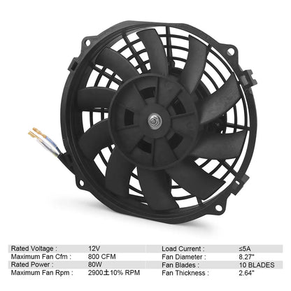 Universal 7/10/12/14 Inch 12V 80W 2100RPM Car Air Conditioning Electronic Radiator Cooling Fan Blade Electric Cool Mounting Kit