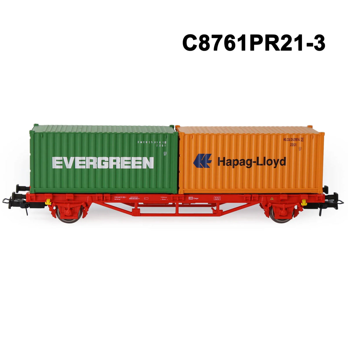 Evemodel Model Railway HO Scale 1:87 Flat Car with Container 20ft 40ft Shipping Cargo Box Lot C8761