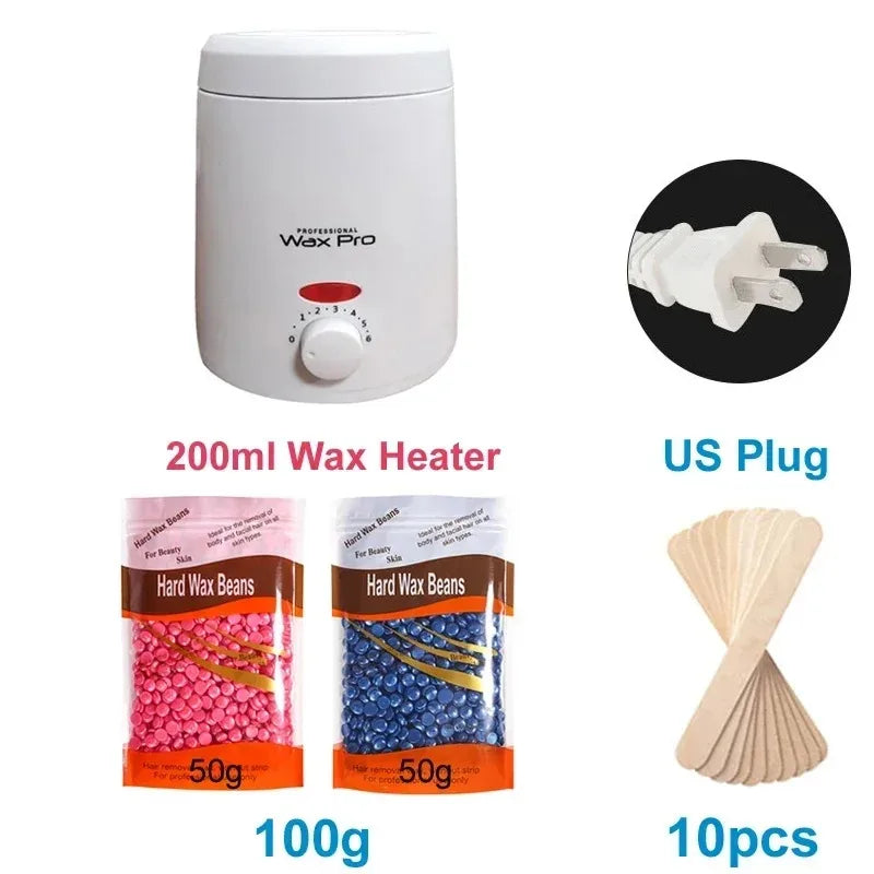 200ml Wax Melting Machine + 100g/200g /300g Wax Beans Set, Wax Heating, Wax Hair Removal And Wax Therapy Machine Wax Melting Pot